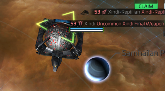 A Xindi Final Weapon Armada target, showing its difficulty tier and current Hull Health.