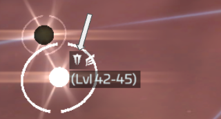 An Armada Target on the galaxy map, with its level range shown.