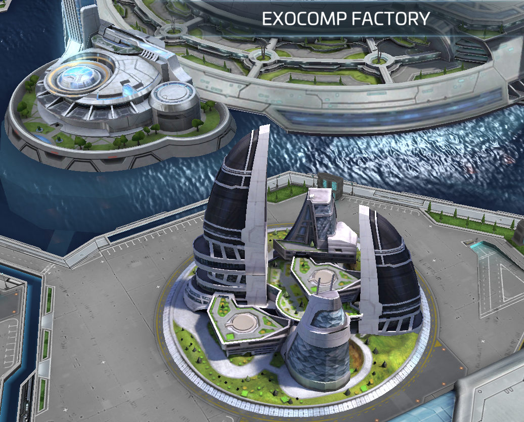 The Exocomp Factory, the station building that unlocks and manages every Exocomp slot.