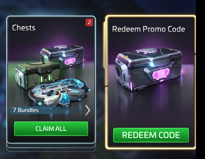 The in-game Redeem Promo Code shortcut, next to your claimable Chests.