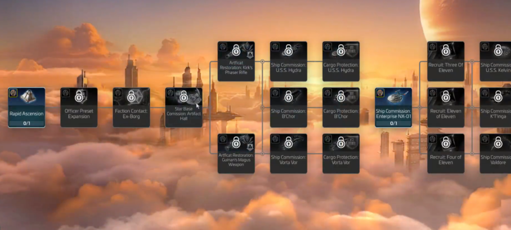 The Grade 4 Ascension tree. Rapid Ascension, the node that grants the Ascend Keys, is the first node on the left.